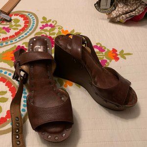 NEW Gianni Bini- Real Leather Open Toe Wedge Heel